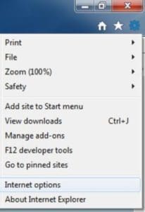 Internet Explorer Tools Dropdown Internet Options