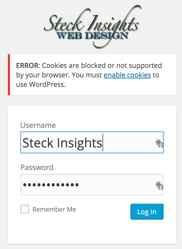 Cookies Blocked Error On WordPress Admin Dashboard - Steck Insights