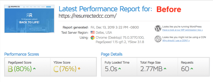 Resurrected Site Speed Before 2