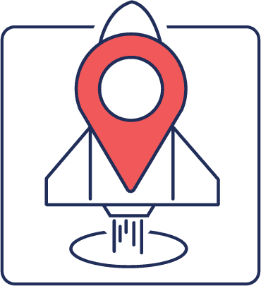 Local Seo Kickstarter Local Seo Kick Starter Icon A Rocket Blasting Off Combined With A Map Pin.